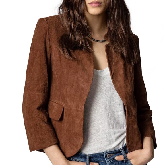 Zadig & Voltaire Brown Leather Suede Blazer